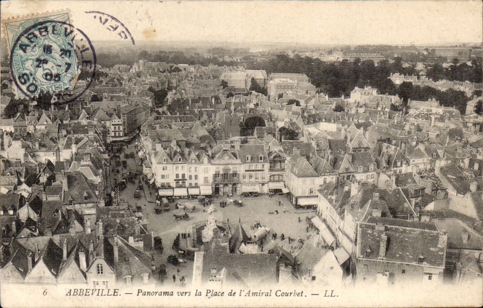 CPA Abbeville Panorama towards the place of the admiral Courbet