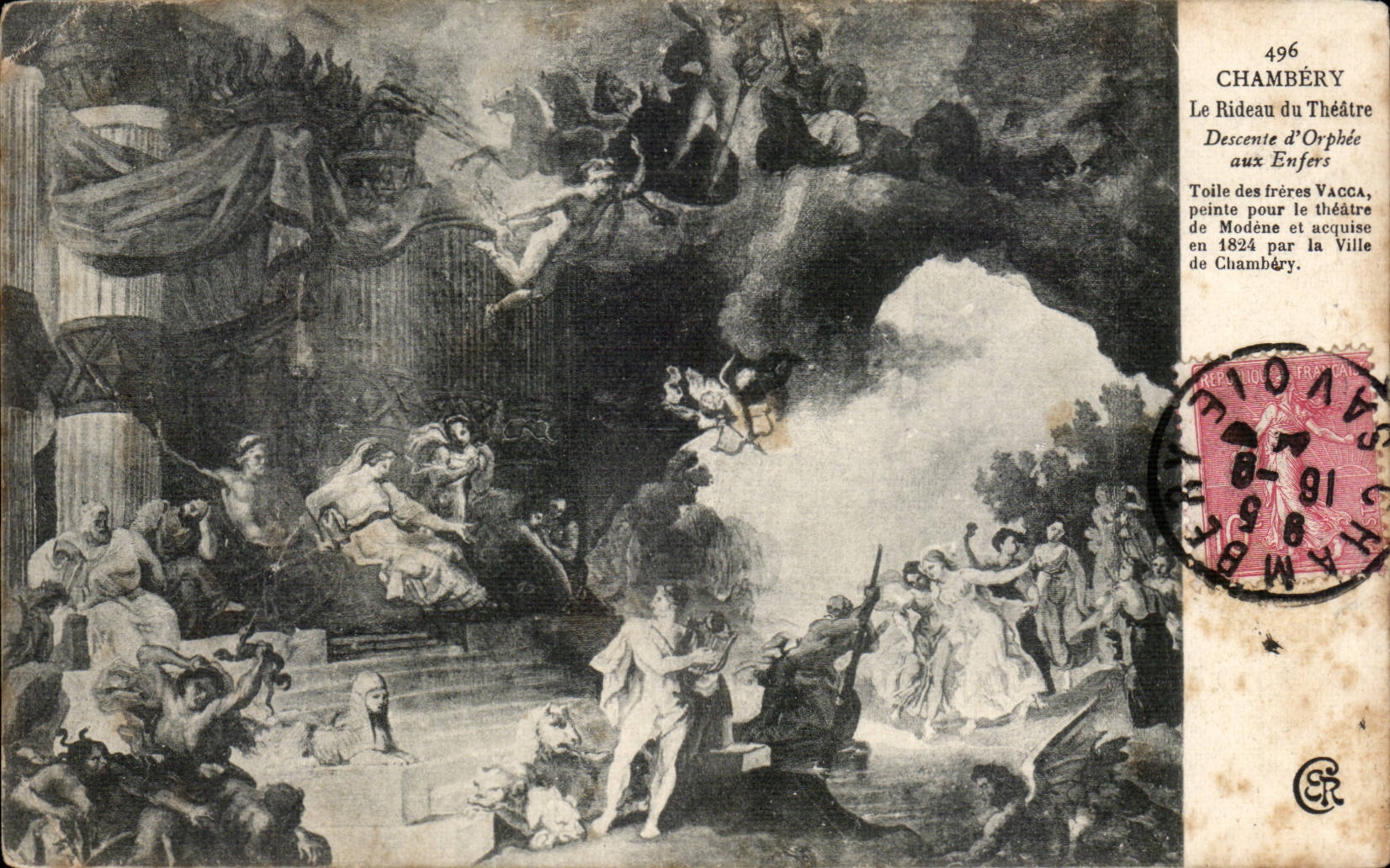 CPA Chambery Le curtain of theater Desente d' Orphee with the hells