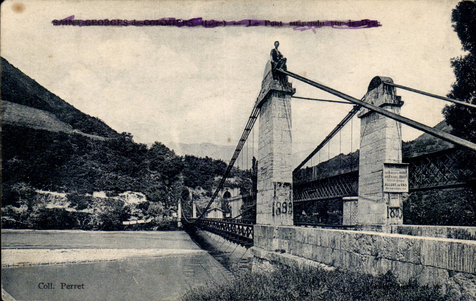 CPA St Georges of the commiers the suspended bridge