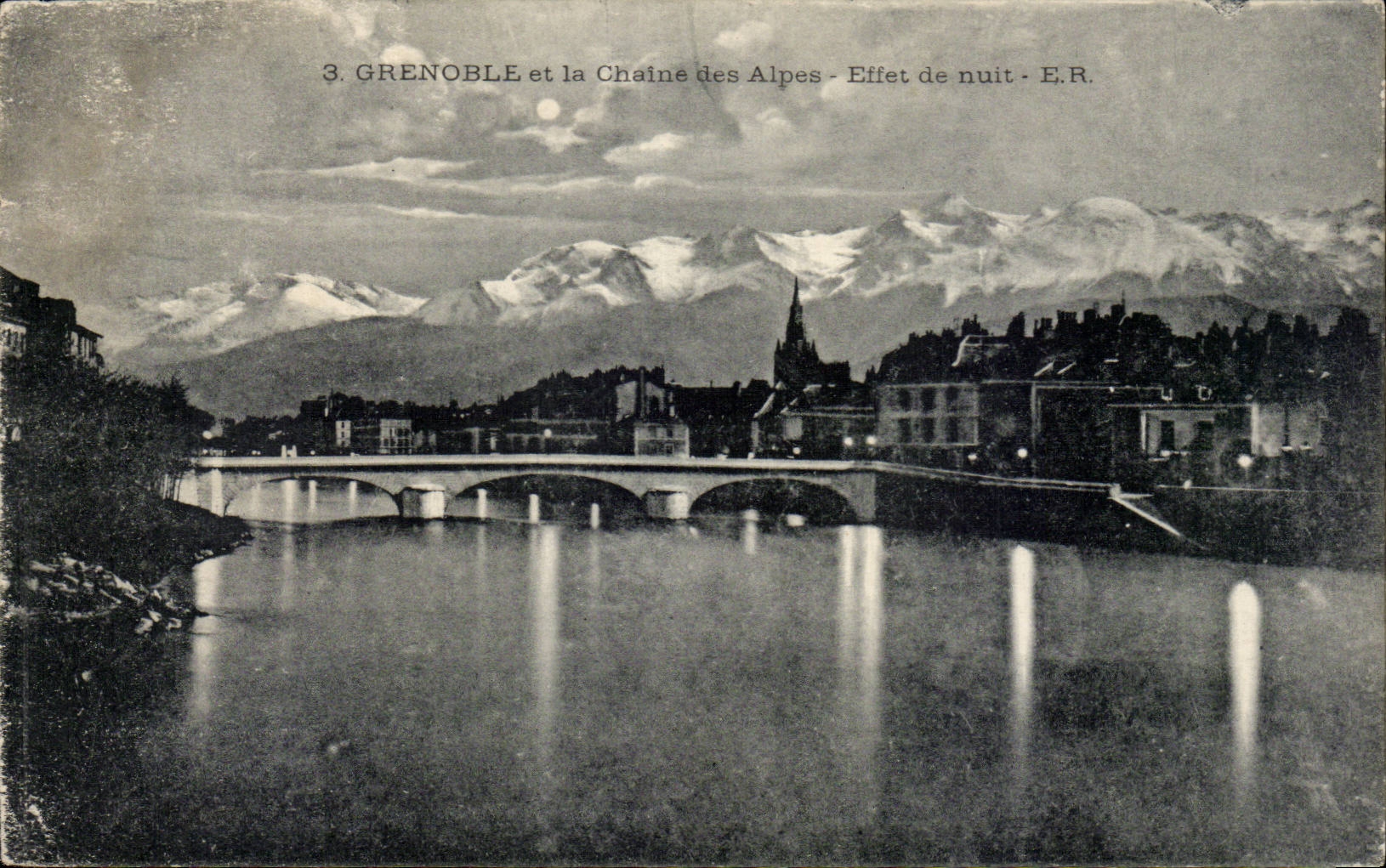 CPA Grenoble and the alpine range Night effect