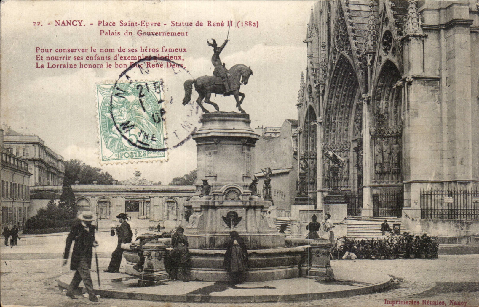 CPA Nancy Place St Epvre Statue de Rene II Palais du gouvernement
