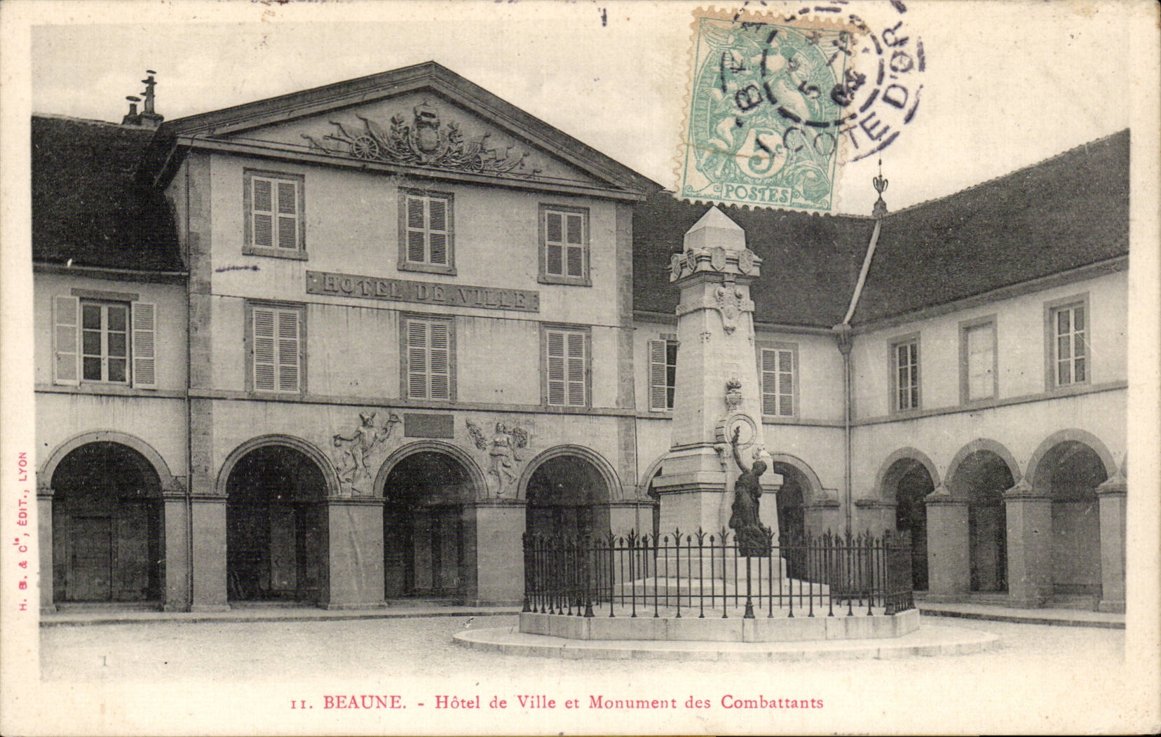 Ayuntamiento de CPA Beaune y monumento de los combatientes