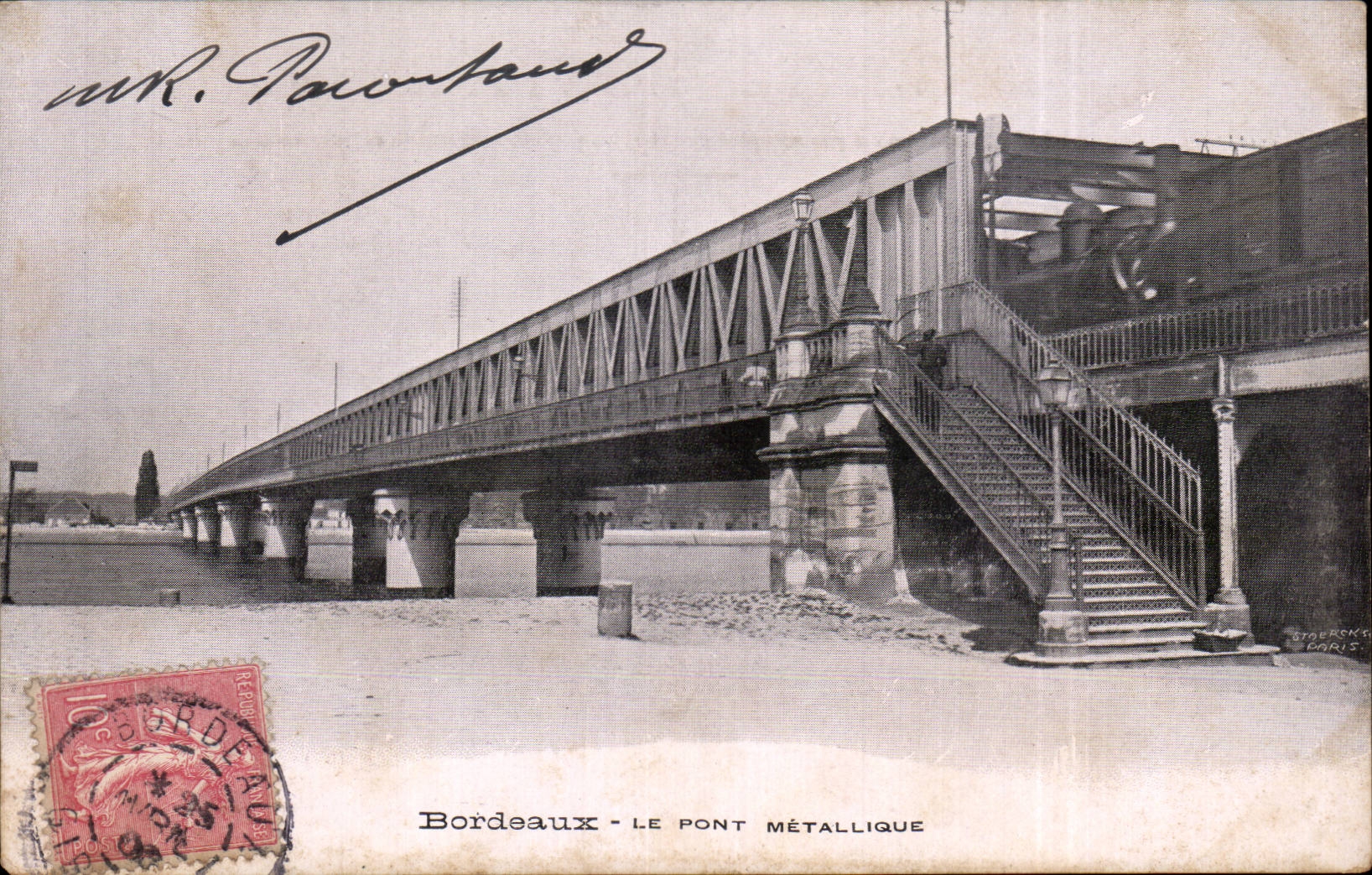 CPA Bordeaux the metallic bridge Train