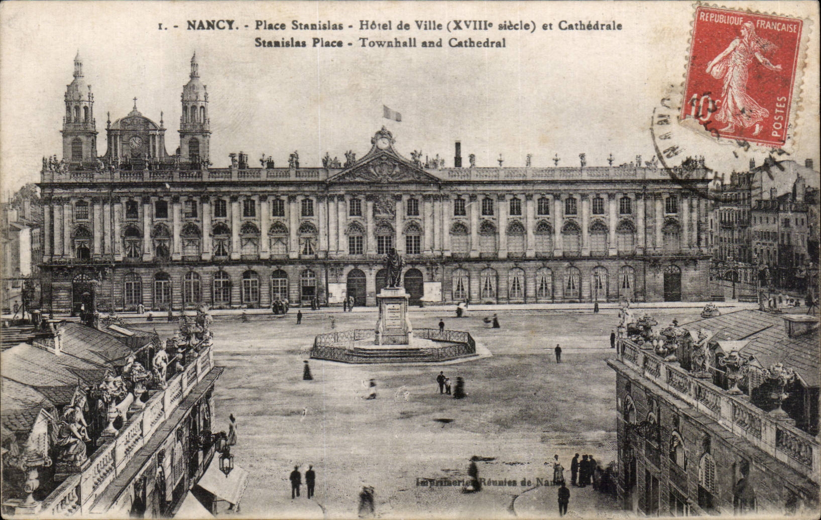CPA Nancy Place Stanislas Hotel de ville et cathedrale