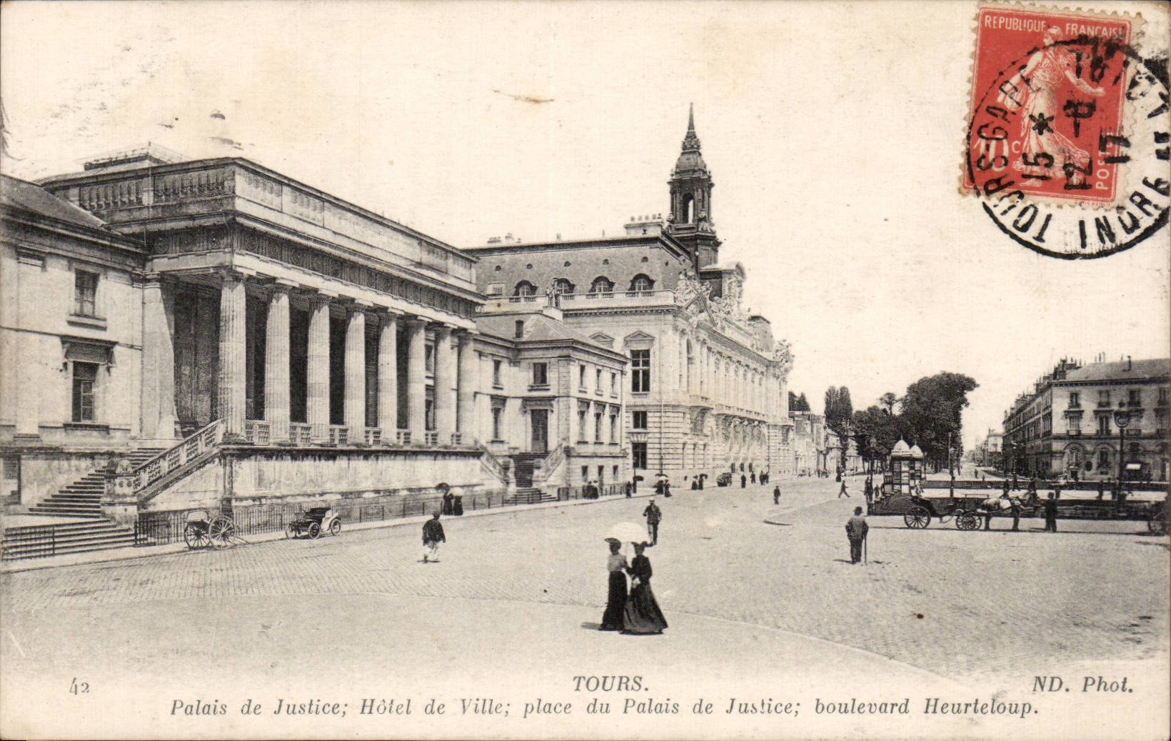 CPA Tours Palais de justice Hotel de ville place du palais de justice boulevard Heurteloup