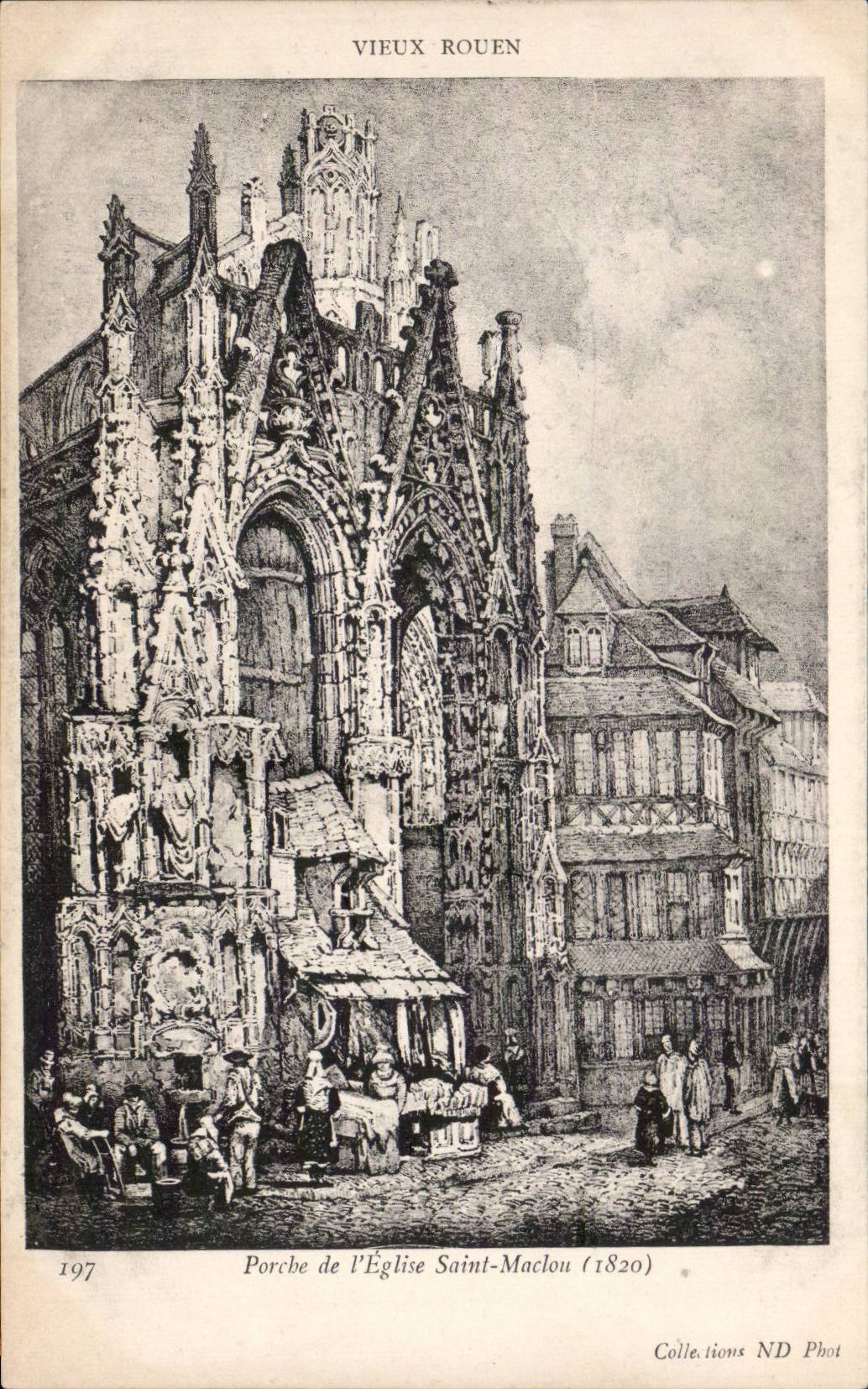CPA Rouen Porch of church Saint Maclou (1820)