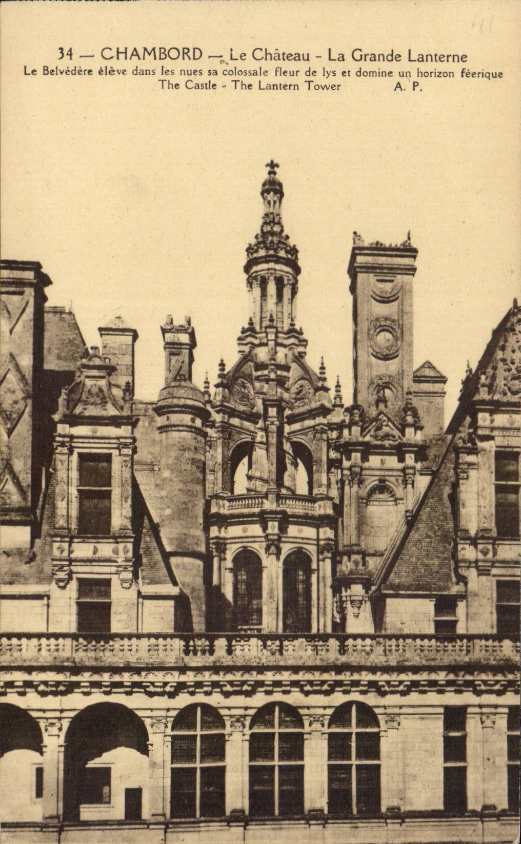 CPA Chambord el castillo la linterna grande
