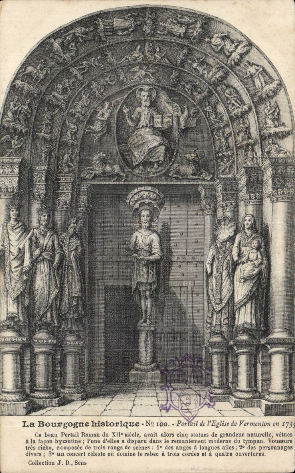 CPA Burgundy Gate of church of Vermenton in 1739