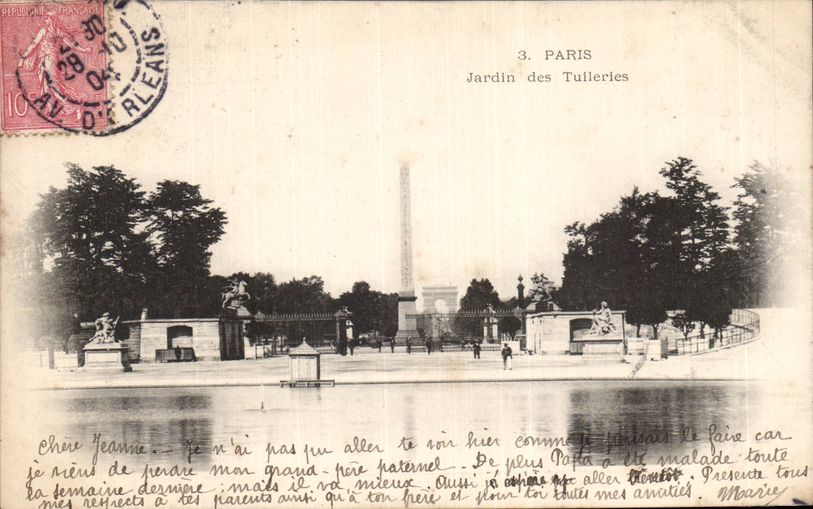 CPA Paris Garden of Tileries Arc de Triomphe