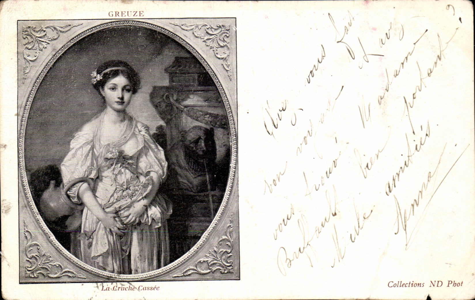 CPA Fantaisie Greuze La cruche cassee