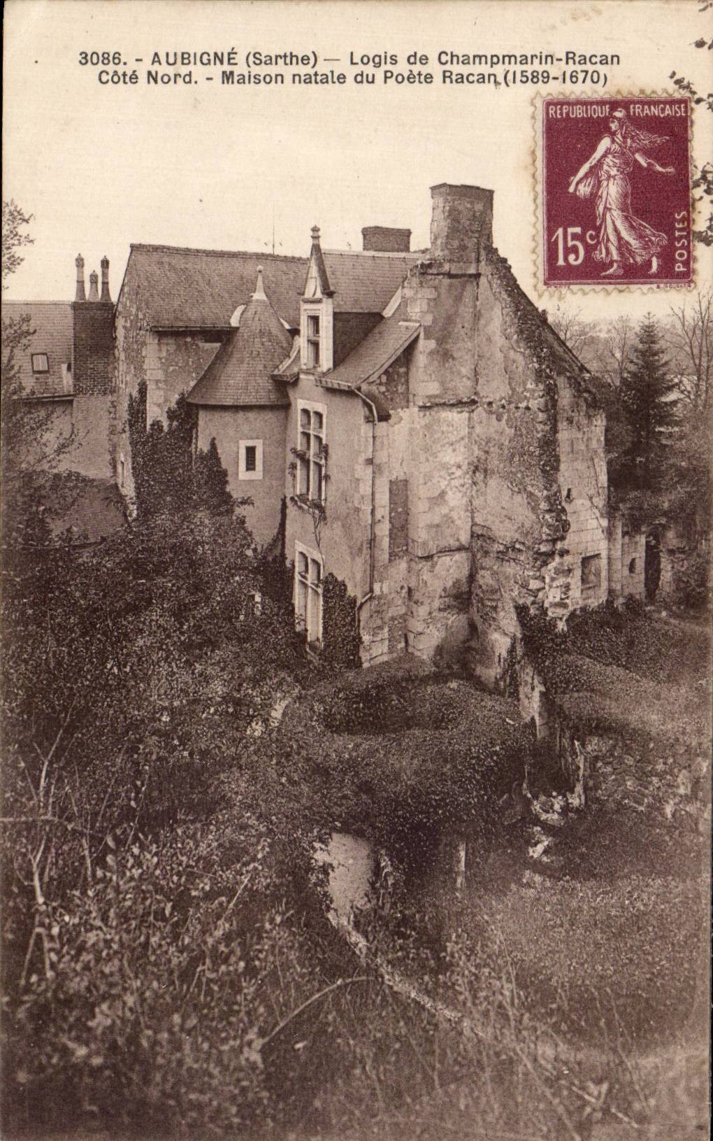 Hogar de CPA Aubigne de la casa nativa de Champmarin Racan del poeta de Racan