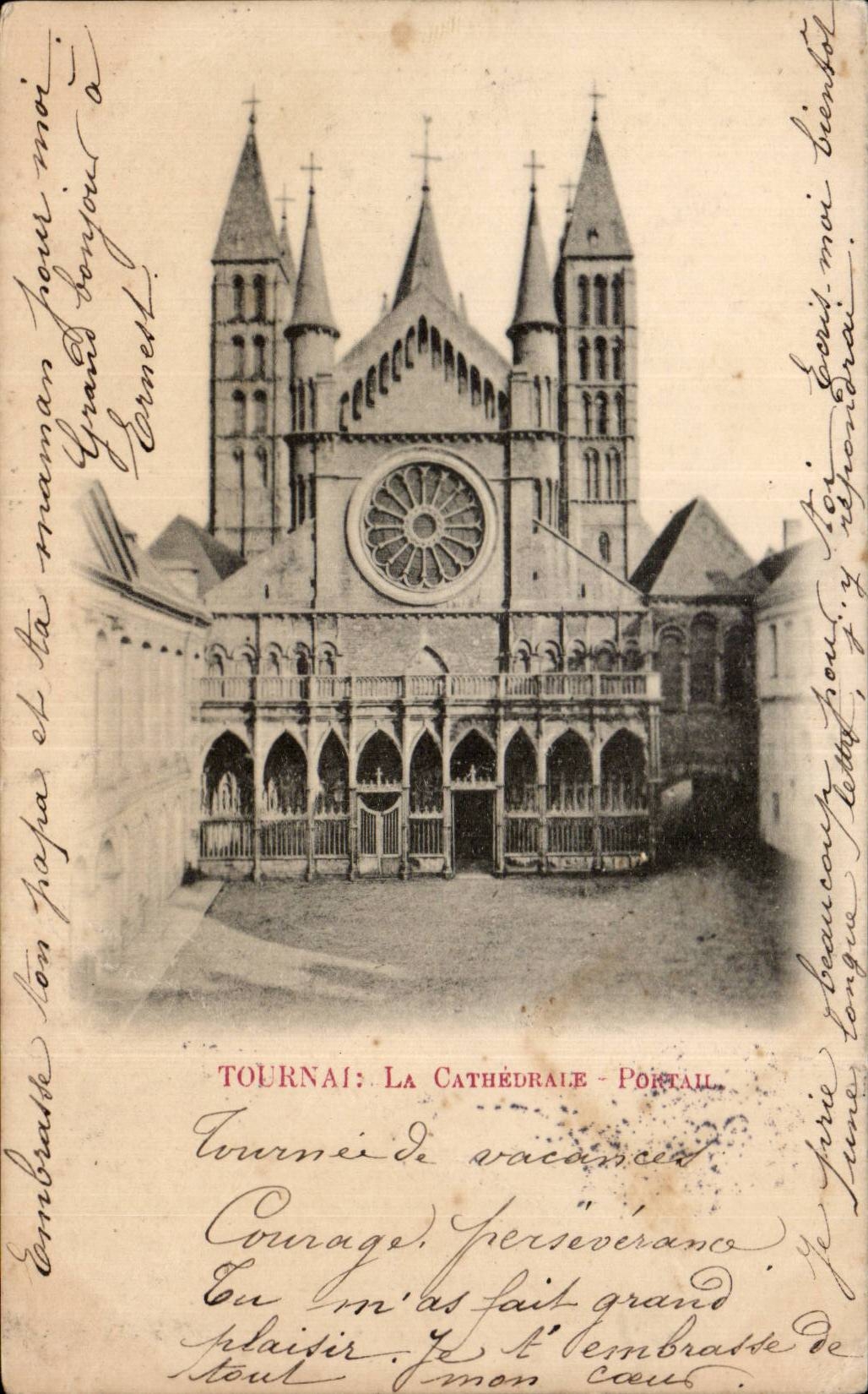 CPA Tournai La cathedrale Portail
