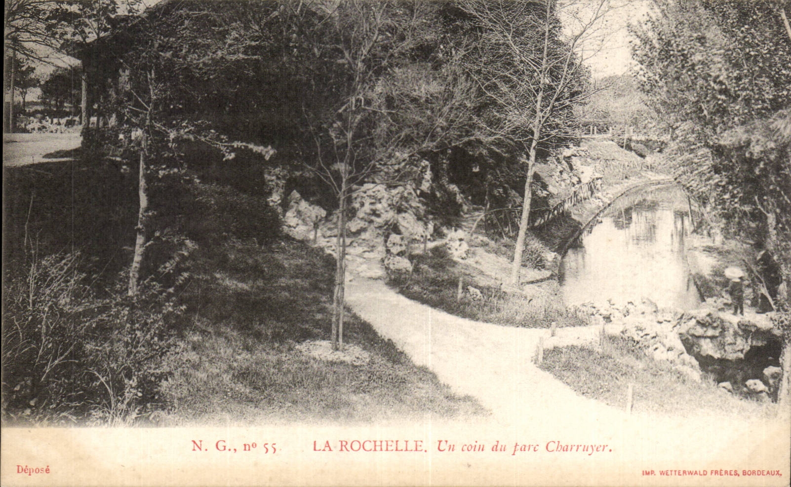 CPA La Rochelle una esquina del parque de Charruyer