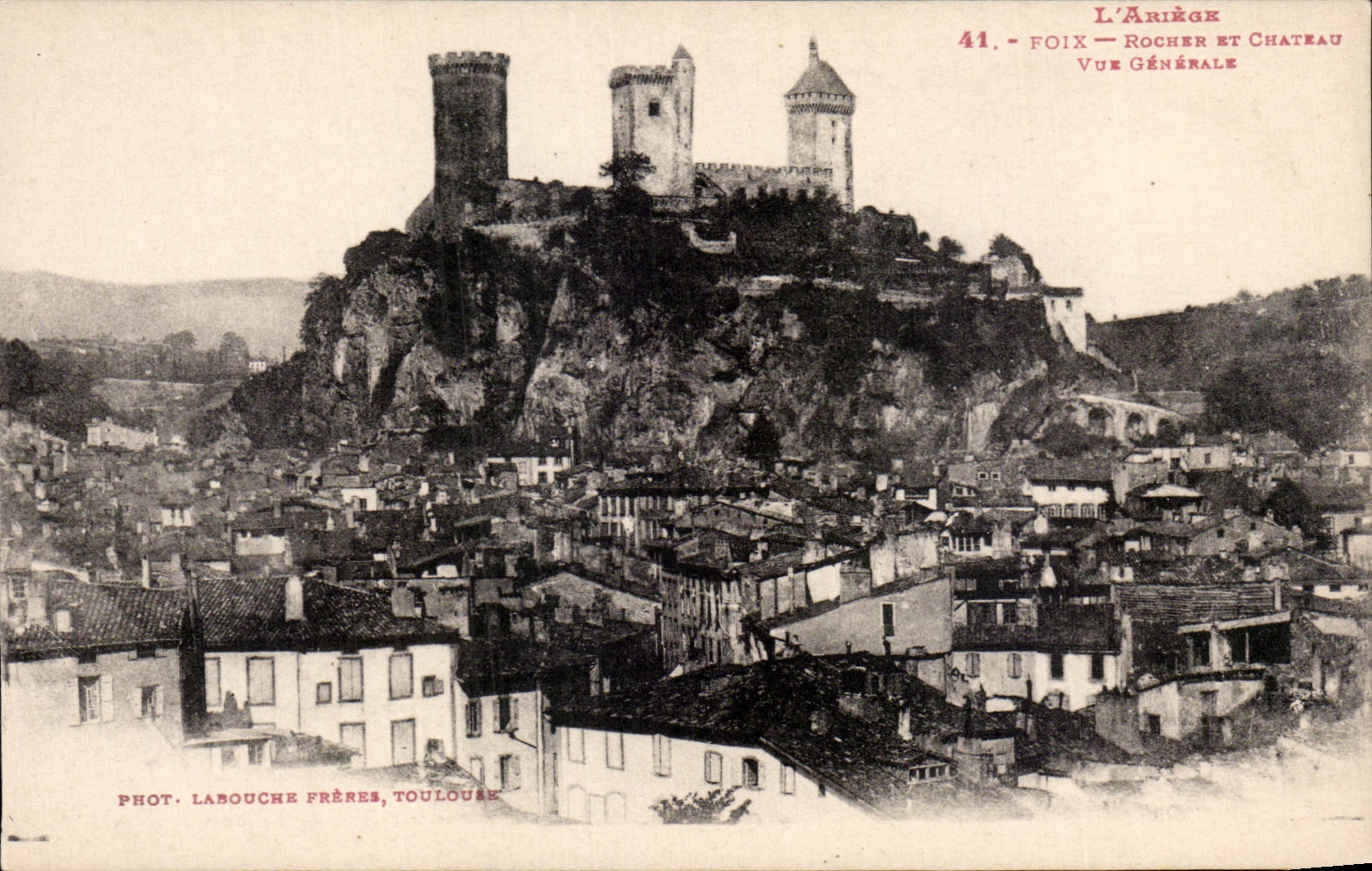 CPA Foix Rock and castle View