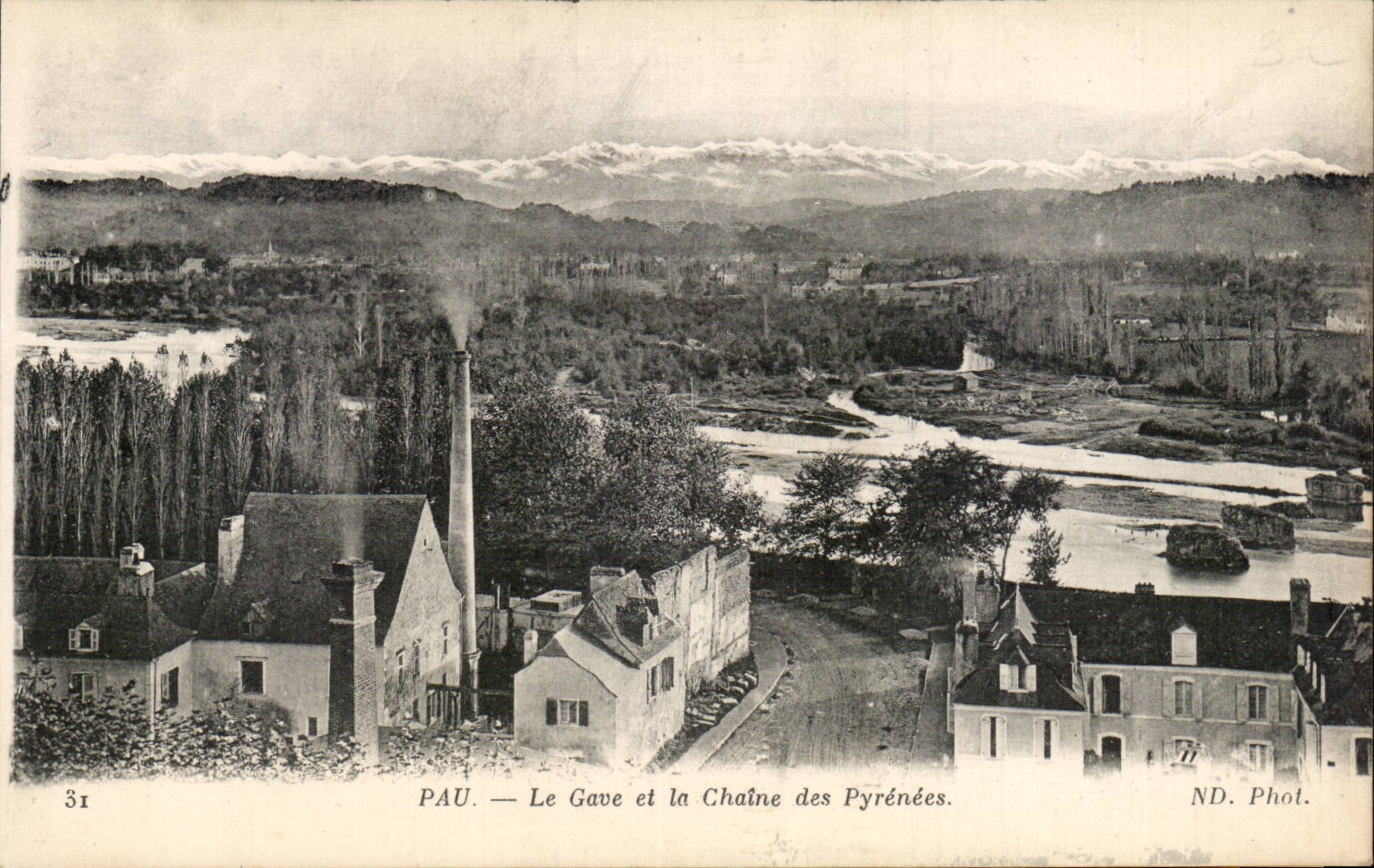 CPA Pau Le Gave et la chaine des Pyrenees