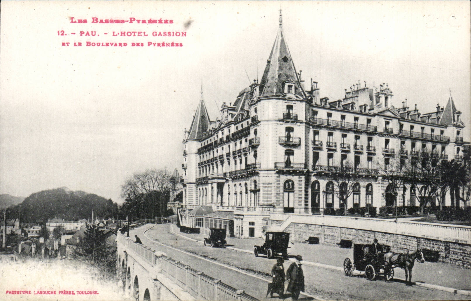 CPA Pau hotel Gassion and the boulevard of the Pyrenees