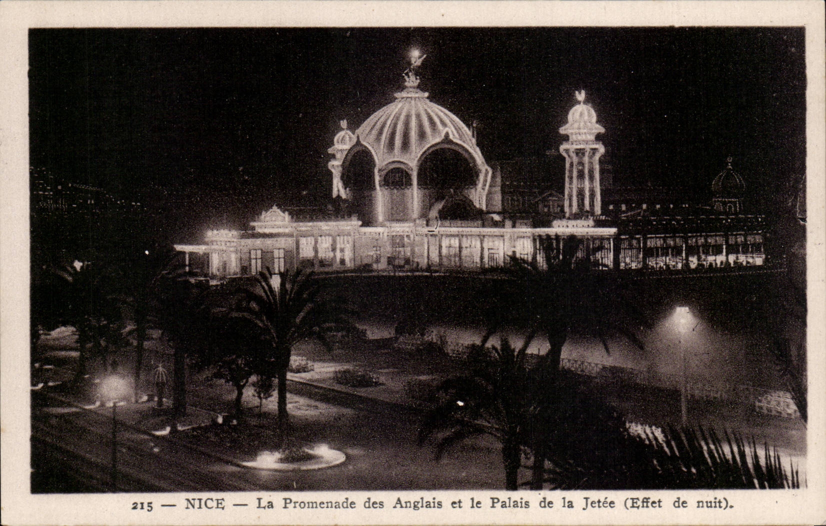 CPA Niza la caminata del ingles y del paladar del embarcadero (efecto de la noche)