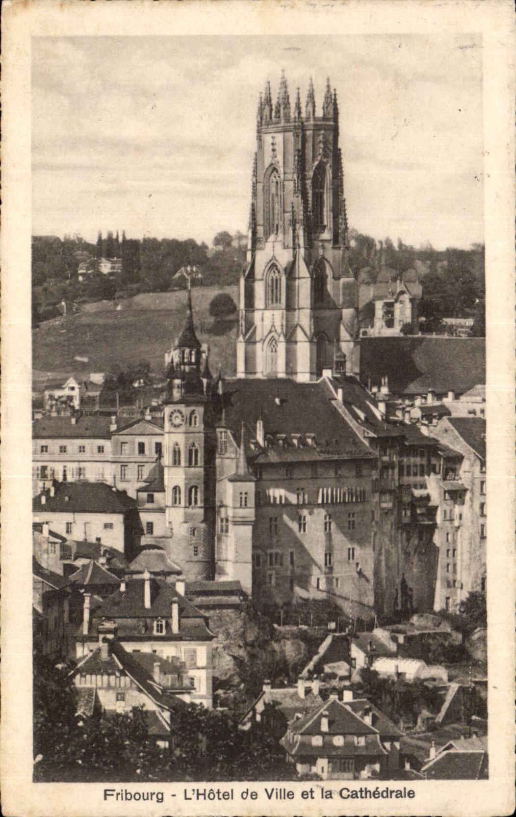 CPA Suisse Fribourg L hotel de ville et la cathedrale
