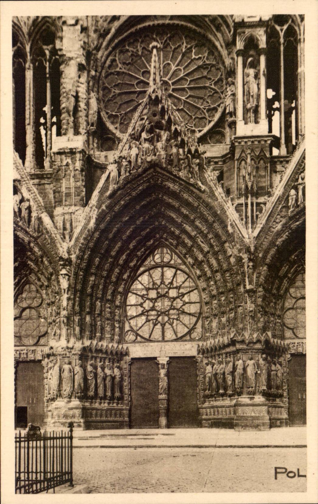 Reims - the Large Gate of Cathedral - CPA