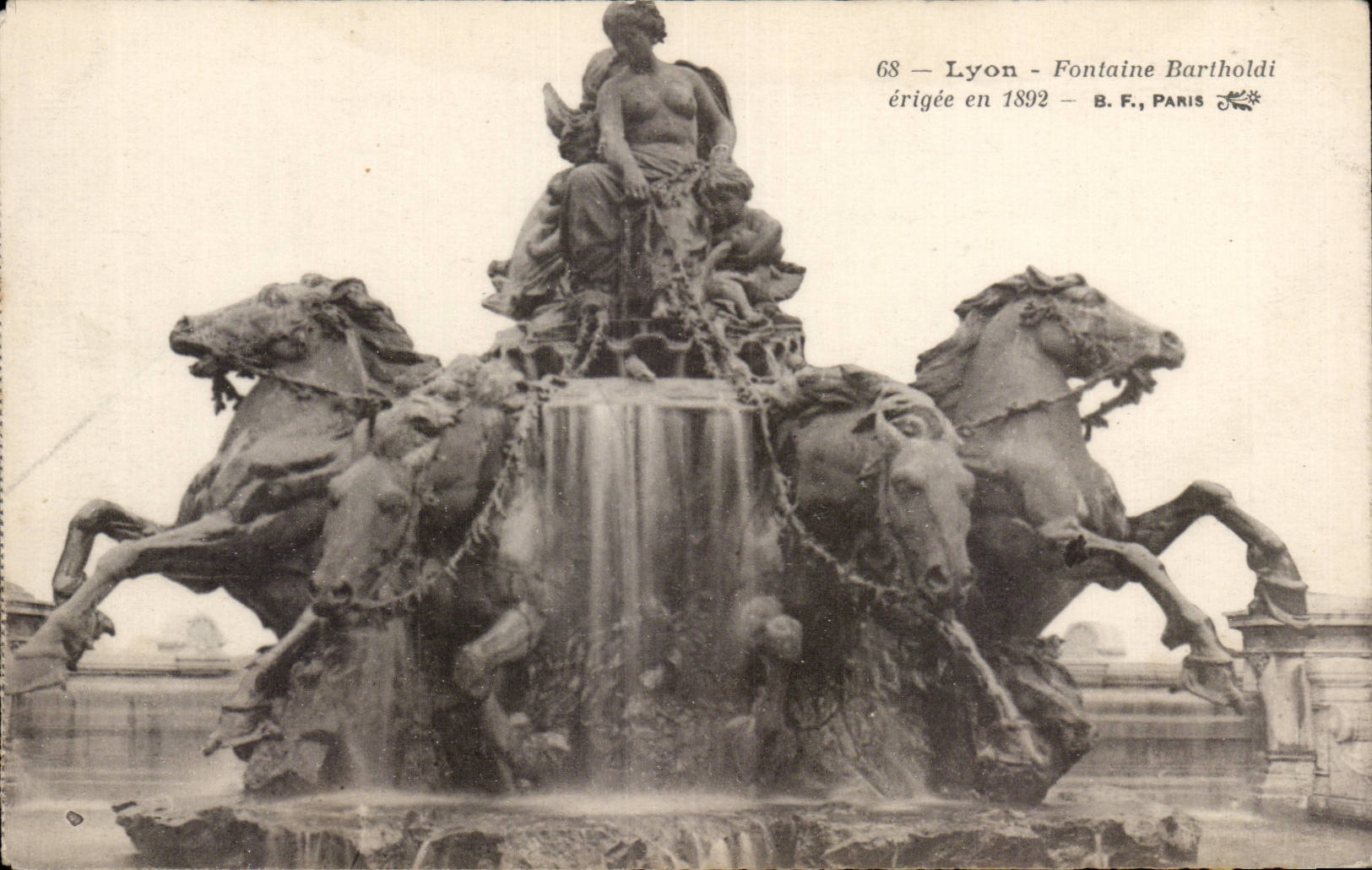 CPA Lyon Fountain Bartholdi erigee in 1892 Horse Horse Horses