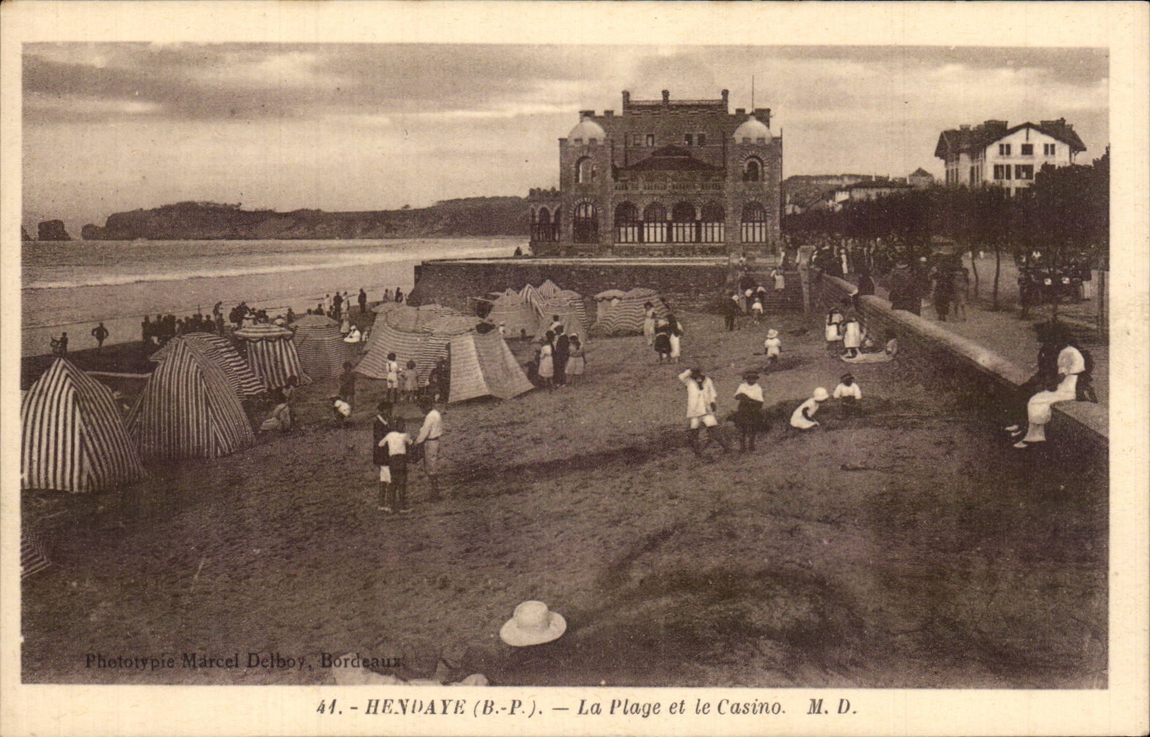 Hendaye - the Beach and the Casino - CPA