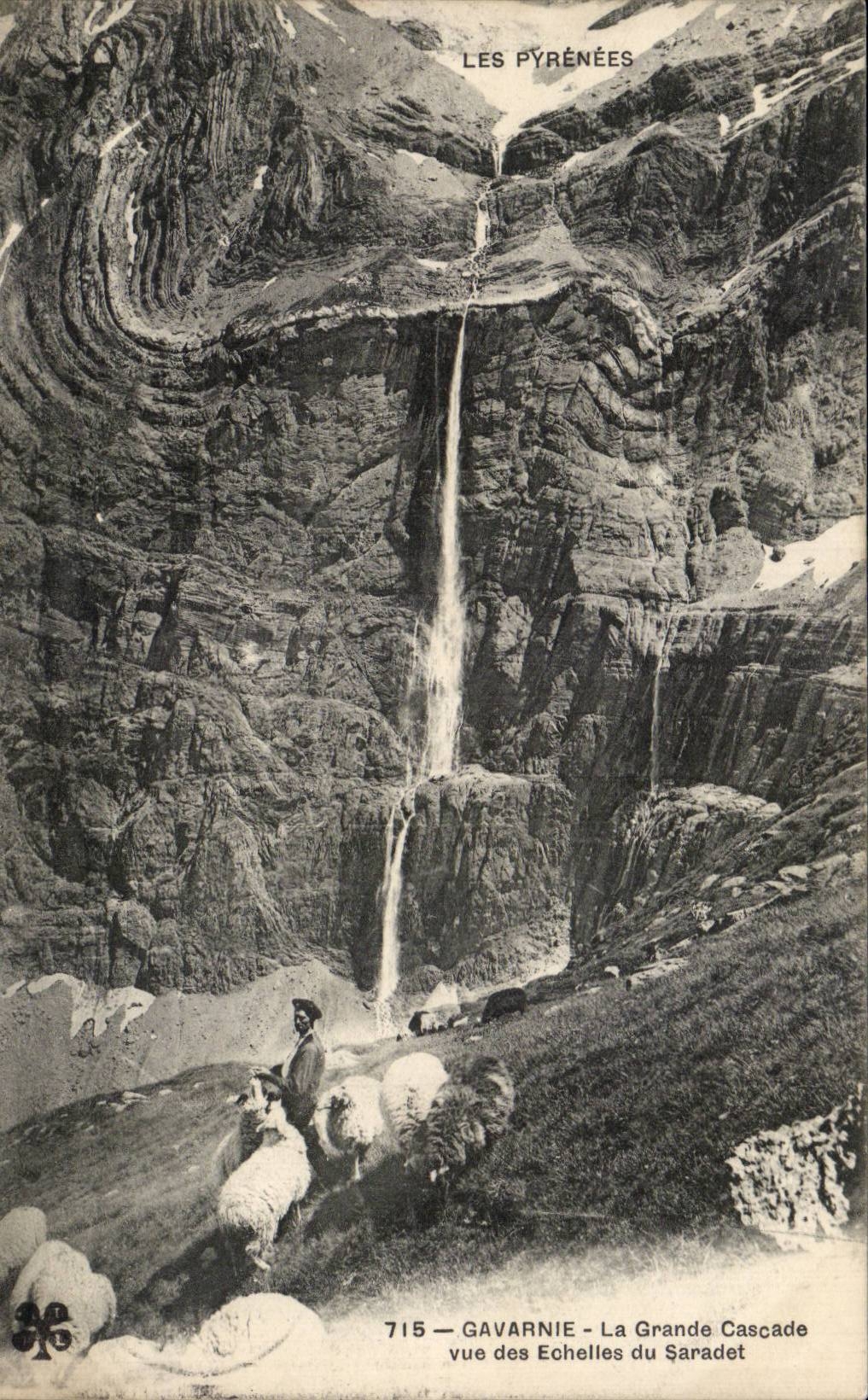 CPA Gavarnie the large cascade seen of the scales of Saradet Shepherd and sheep