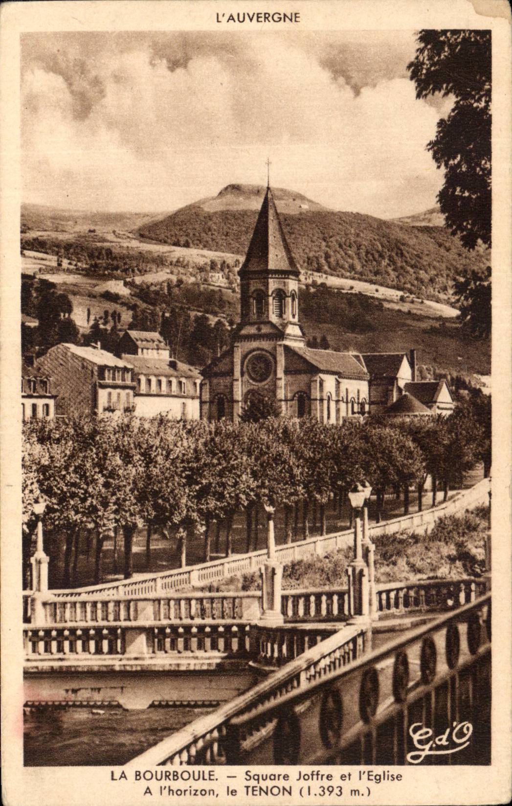 CPA Bourboule Joffre Public garden and church has horizon the Tenon