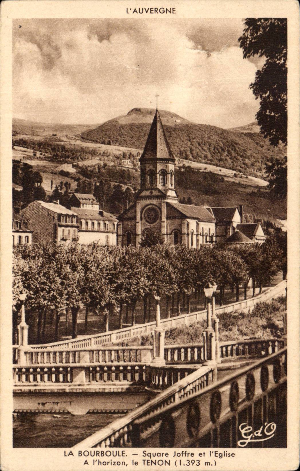 CPA Bourboule Joffre Public garden and church has horizon the Tenon