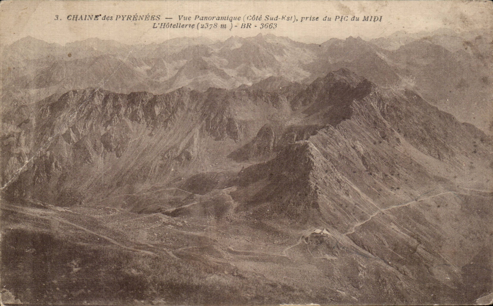CPA Chains of the Pyrenees Panoramic View taken of the peak of the South hotel trade