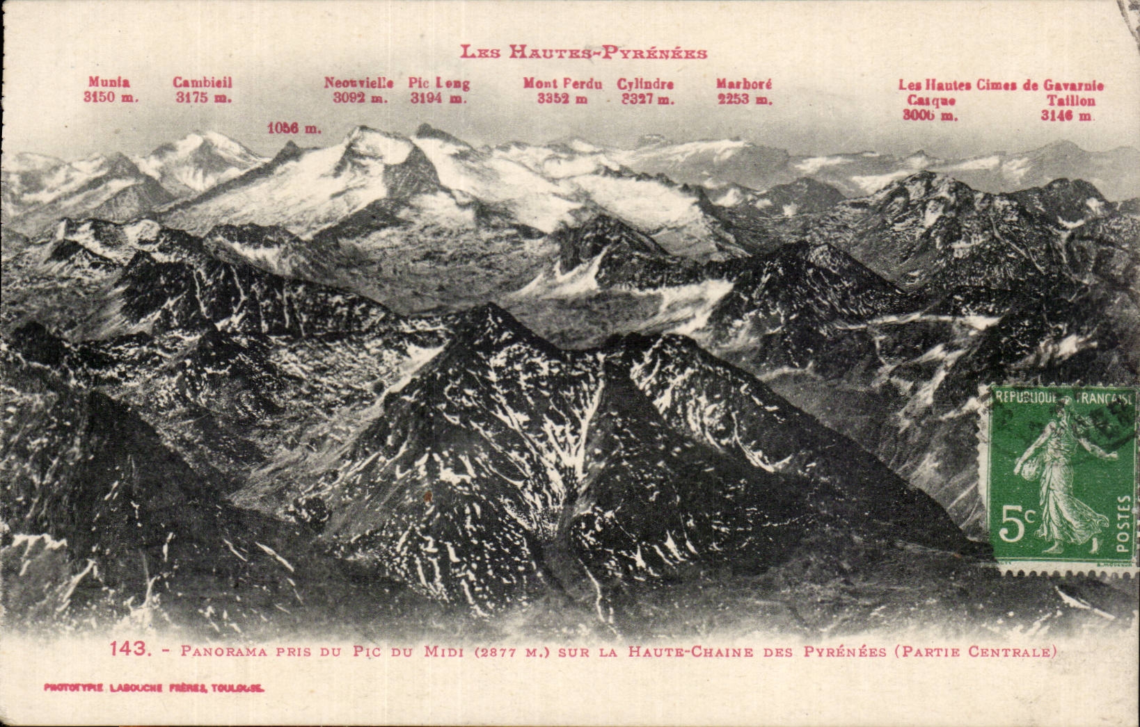 CPA Panorama taken of the peak of the South on the high chain of the Pyrenees