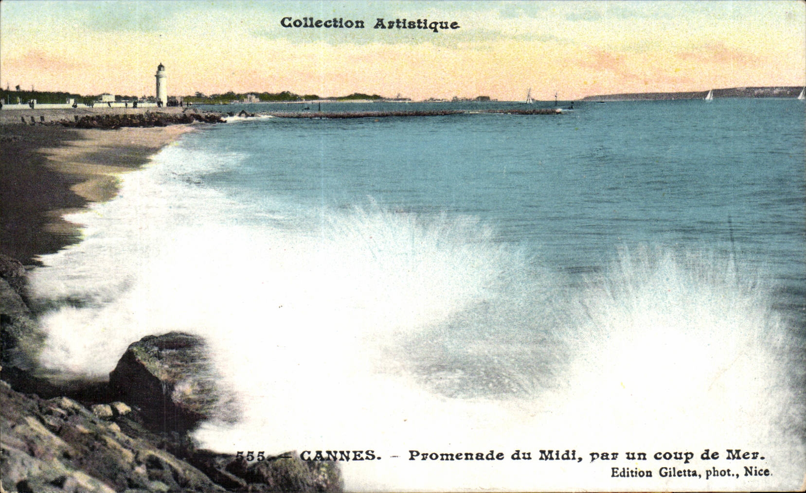 CPA Cannes Walk of the South by a heavy swell