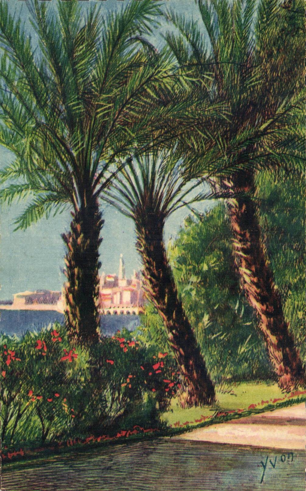 CPA Menton the city through the palm trees