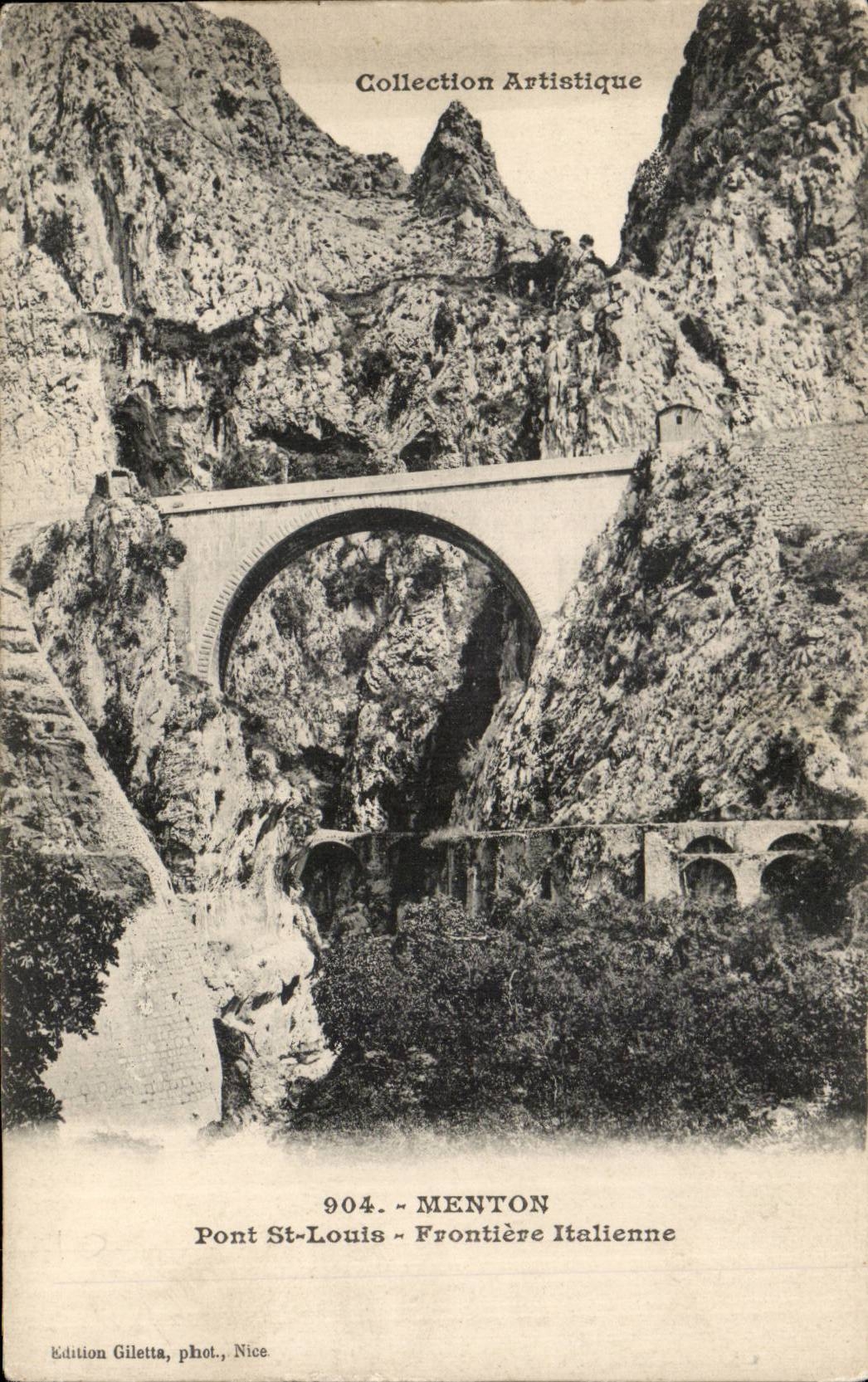 CPA Menton Bridge St louis Italian Border