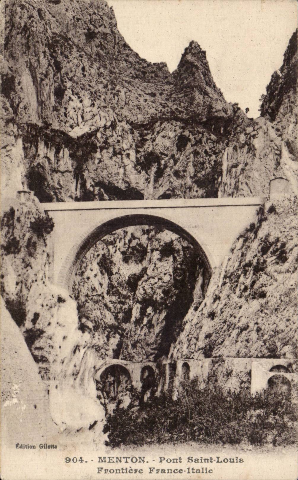 CPA Menton Bridge St louis Italian Border