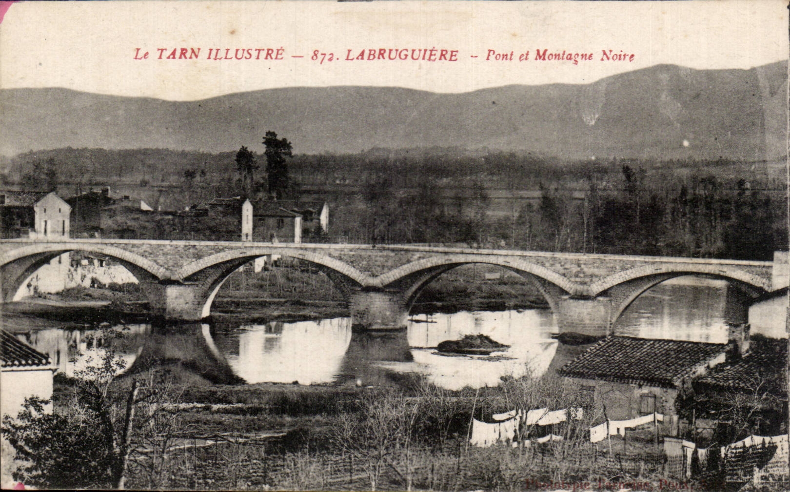 CPA Labruguiere Bridge and black mountain