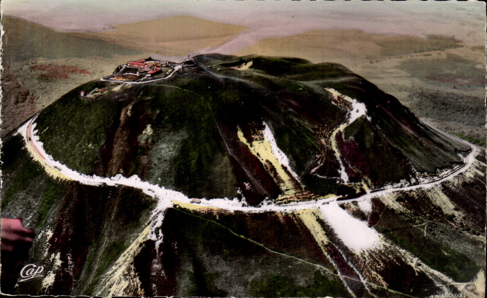 CPA the top of Puy de Dome and its automobile road seen plane