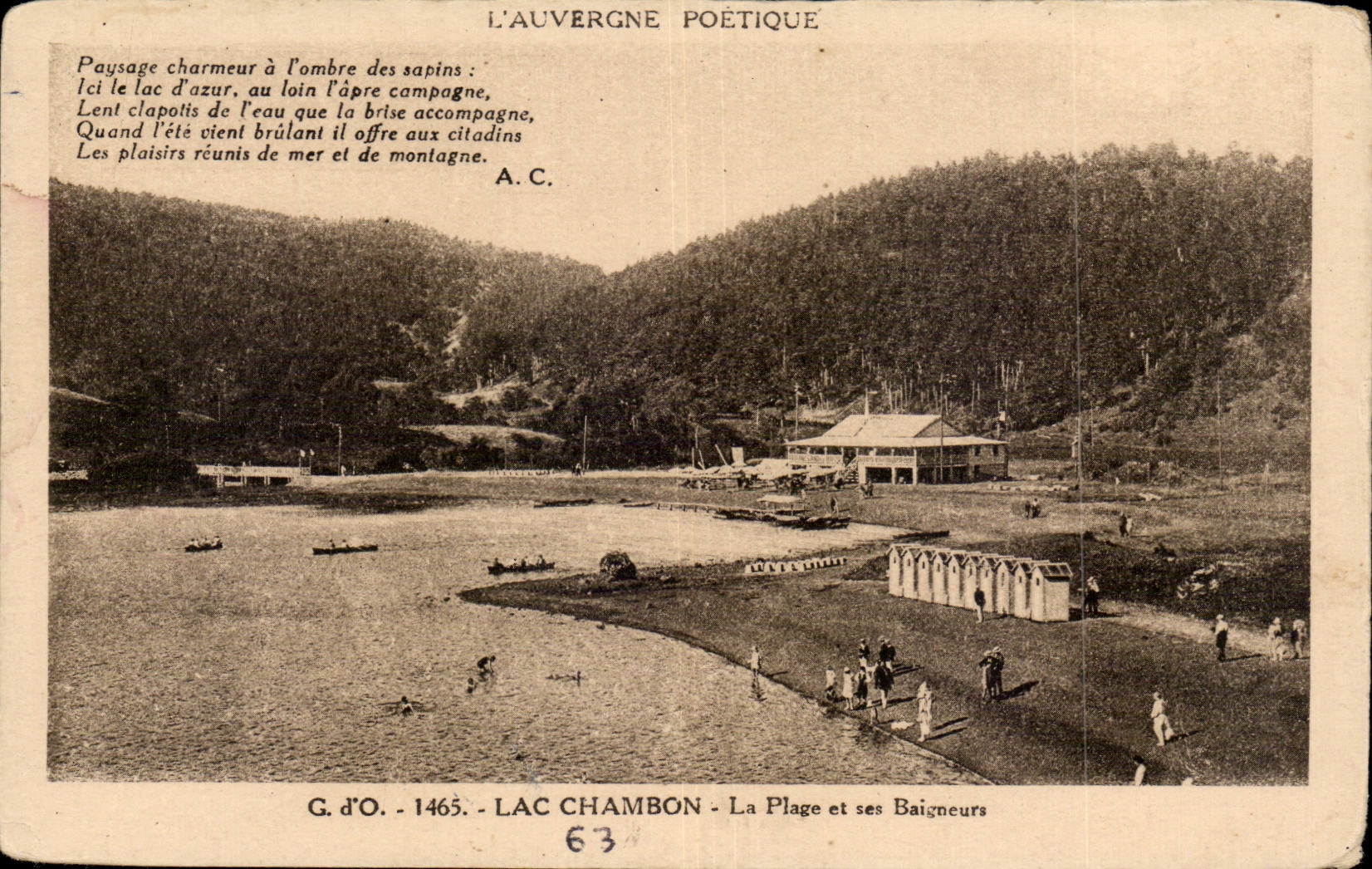 CPA Auvergne Lake Chambon the beach and its bathers