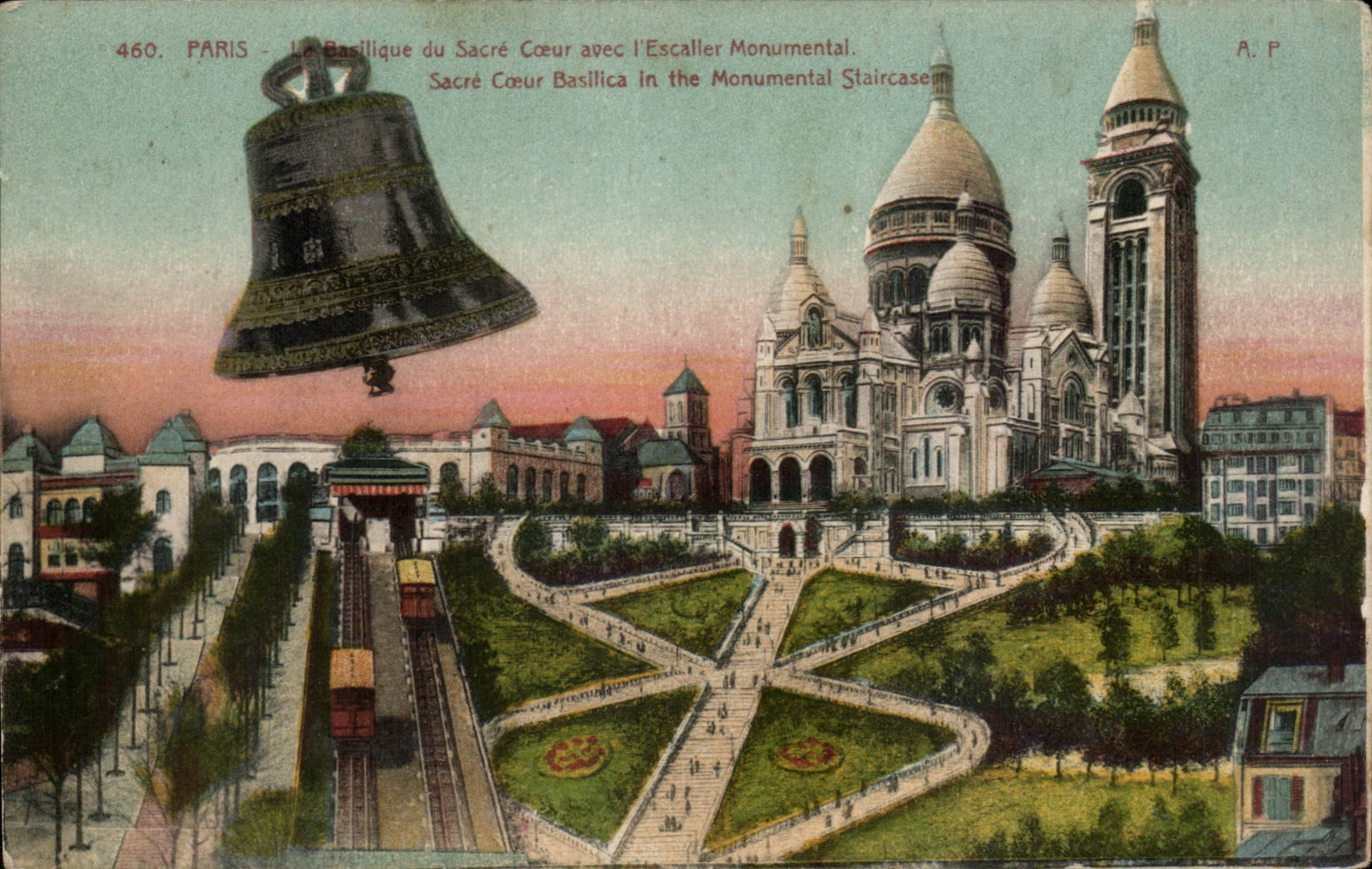 CPA Paris Basilique du Sacre Coeur avec l escalier monumental Montmartre