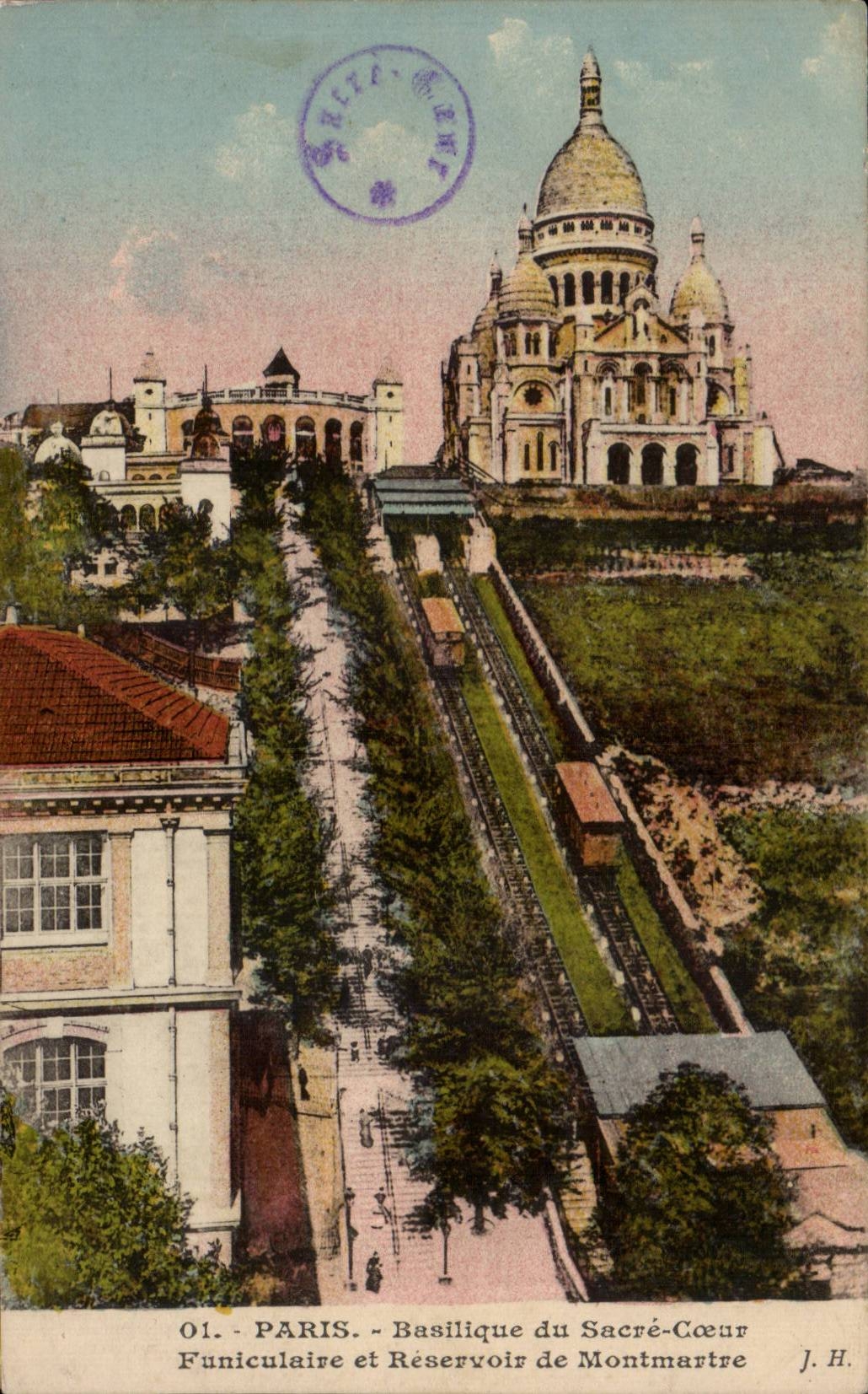 CPA Paris Basilique du Sacre Coeur Funiculaire et reservoir de Montmartre