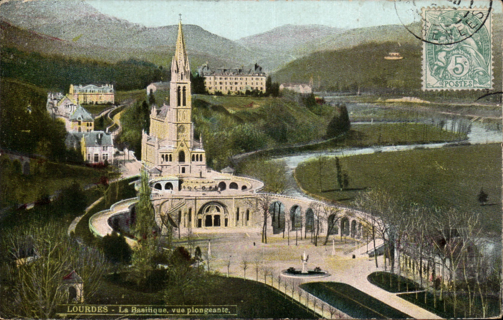 CPA Lourdes the View from above basilica