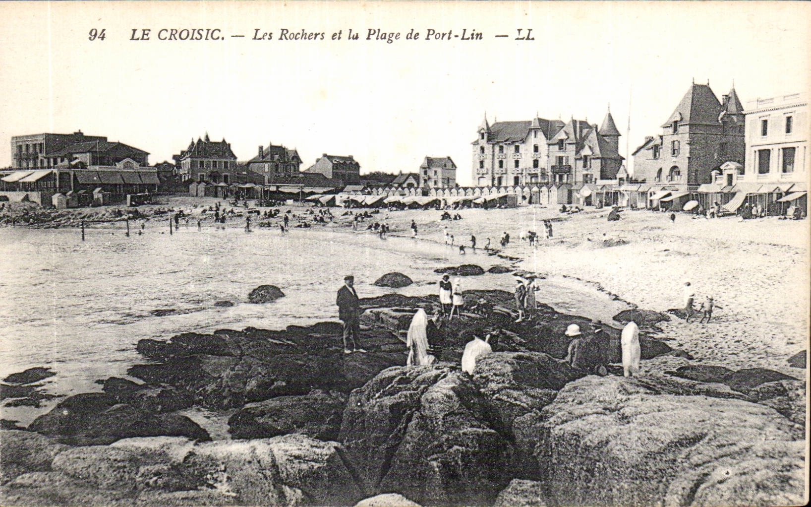 CPA Croisic rocks and the beach of the Port Flax