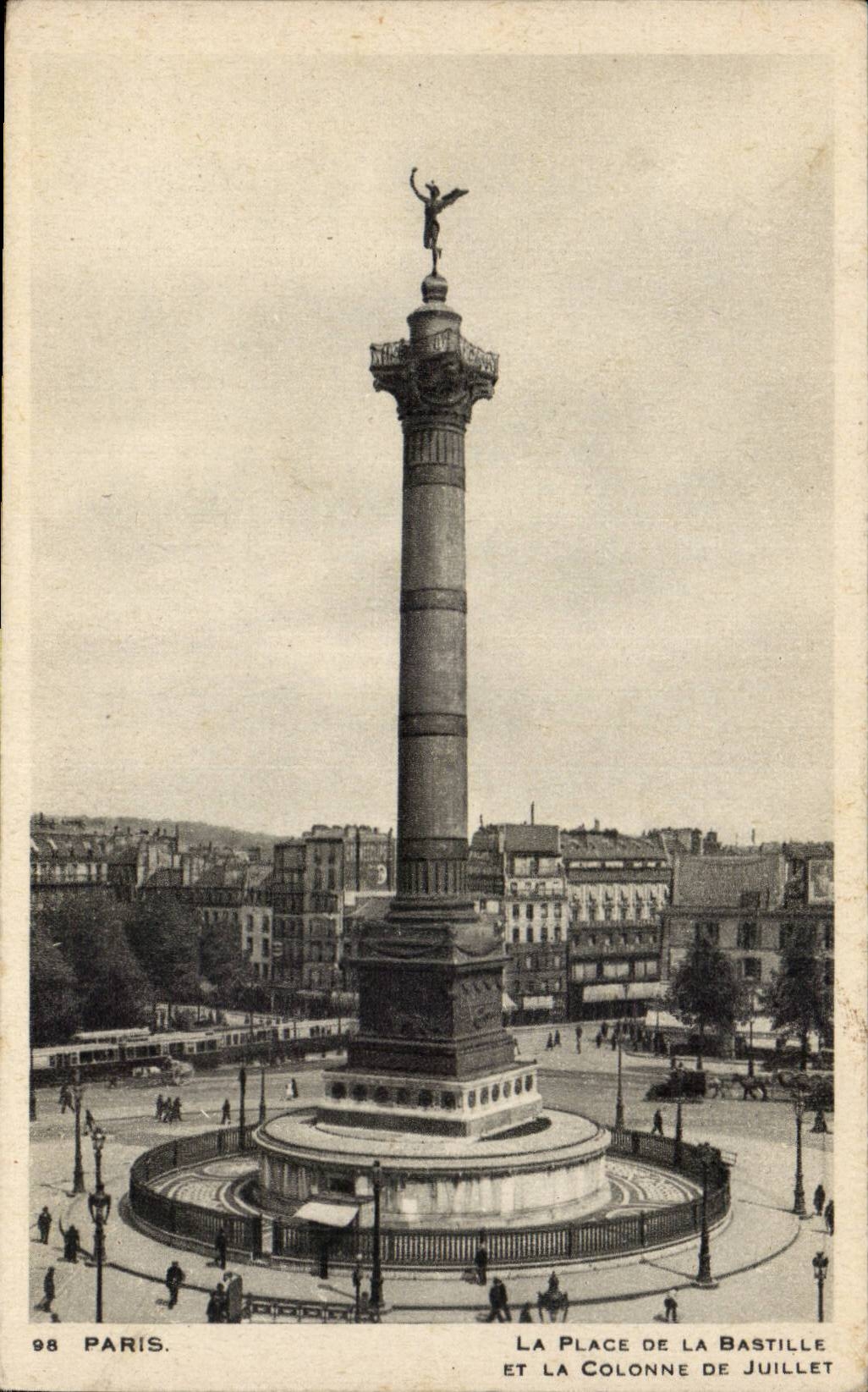 CPA Paris Places Bastille and the column of July