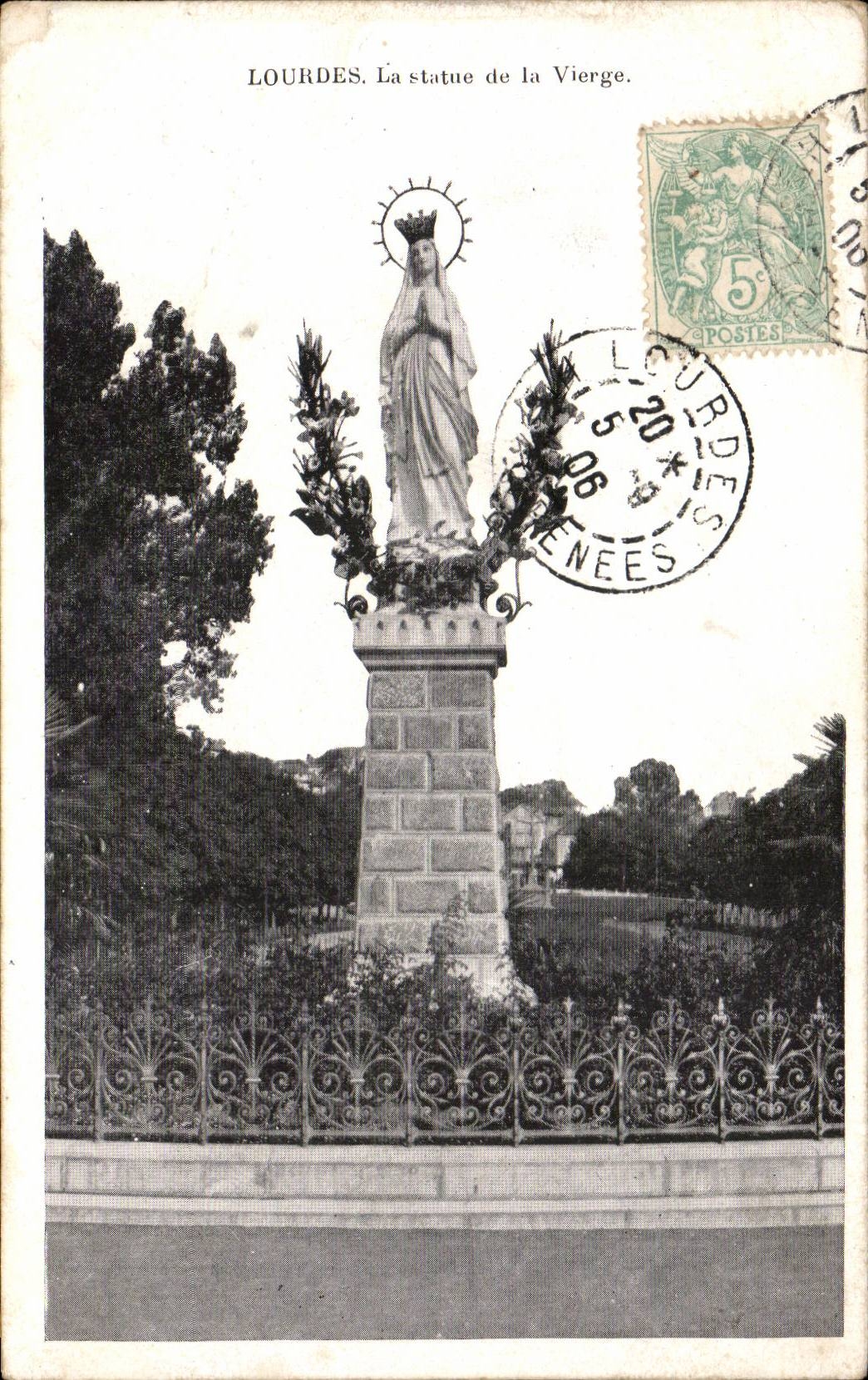 CPA Lourdes Statue of the virgin