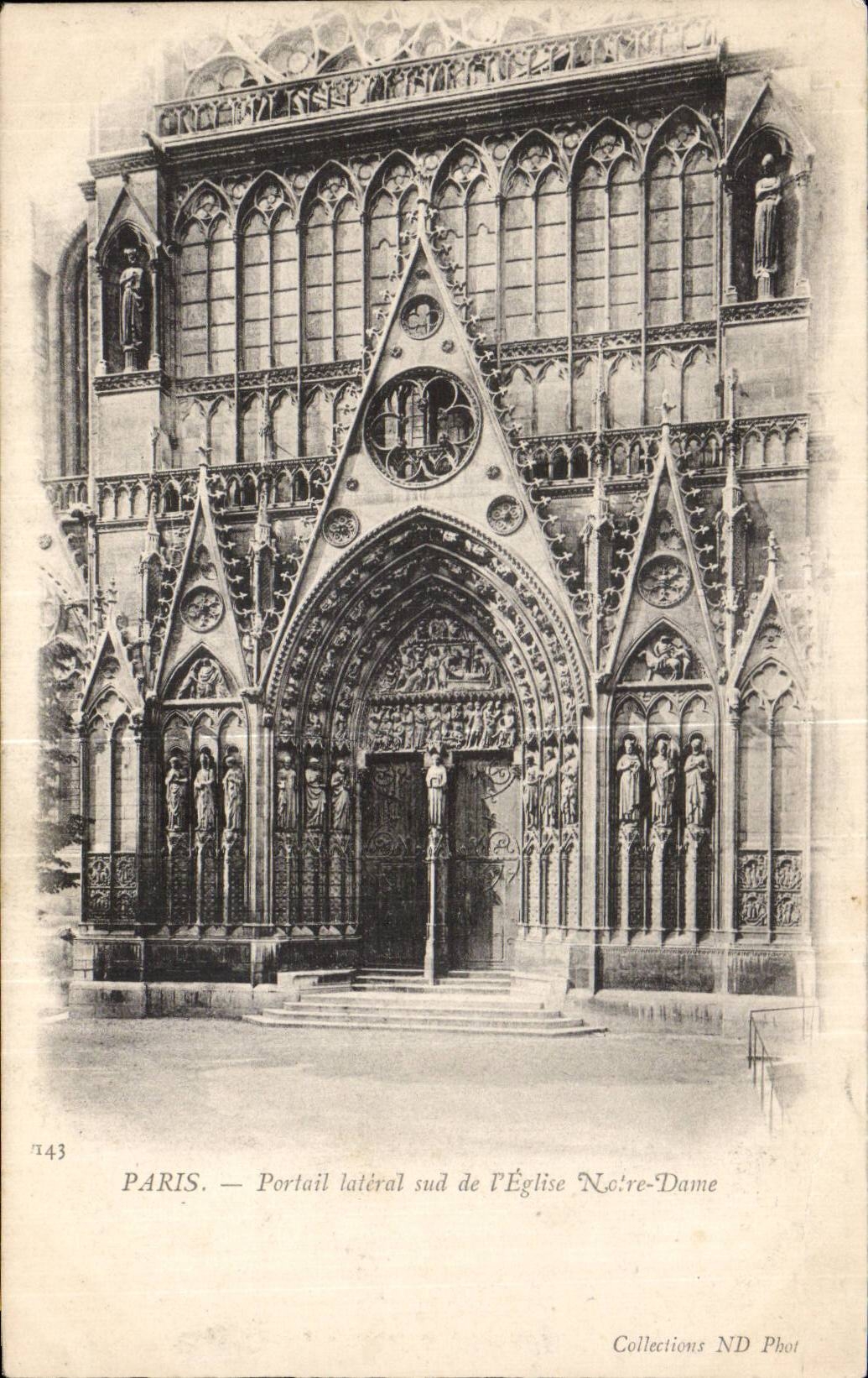 CPA Paris Portail lateral sud de l eglise Notre Dame