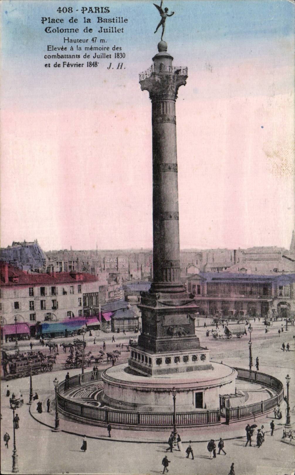 CPA Paris Places Bastille Column of July