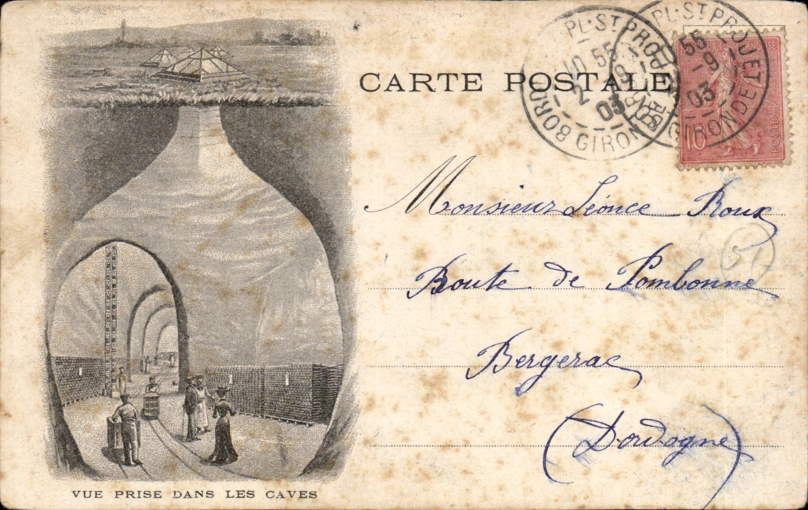 CPA Reims Arc de Triomphe Seen from in the cellars (chart saw recto back)