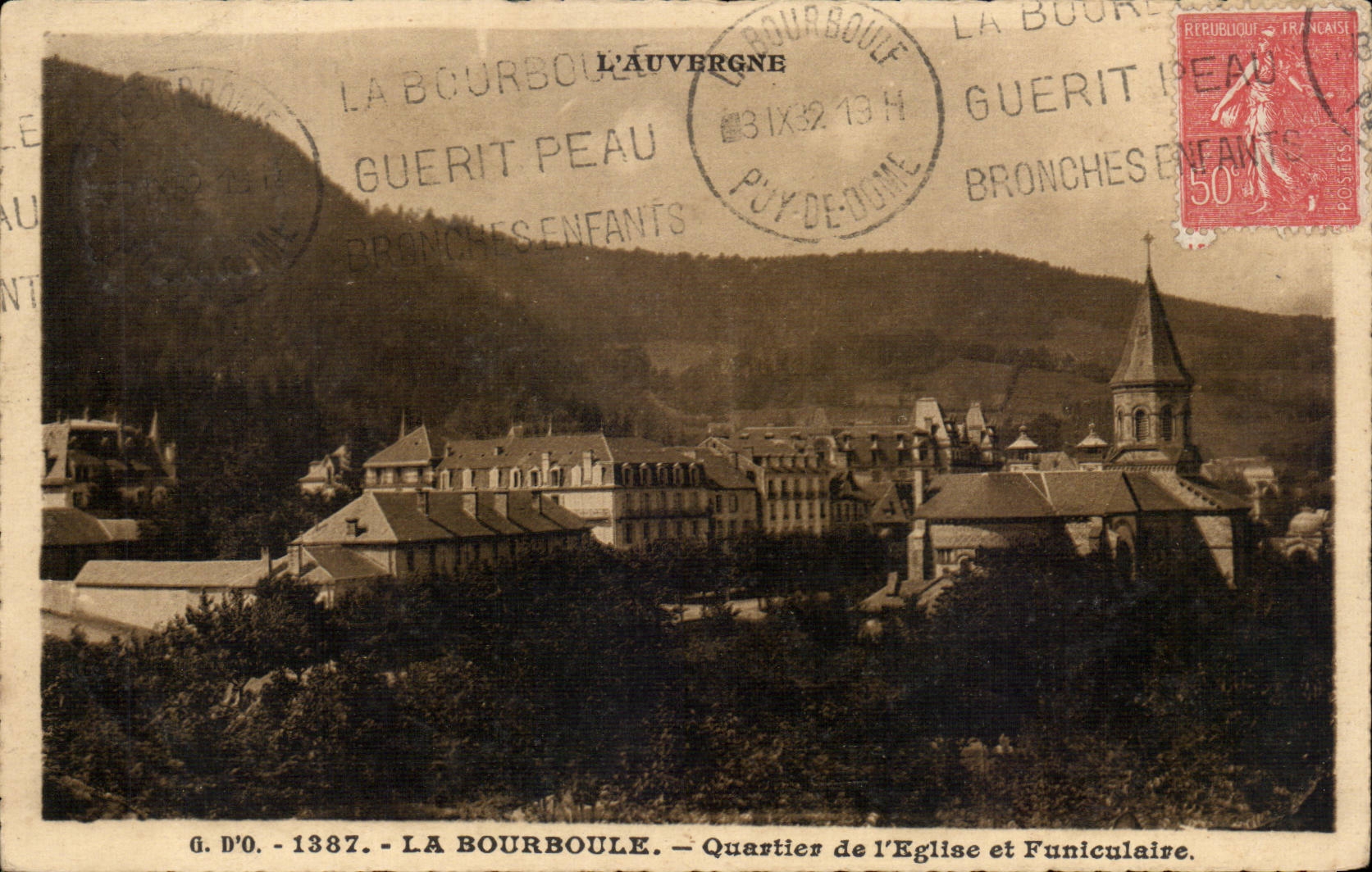 CPA Bourboule District of church and funicular