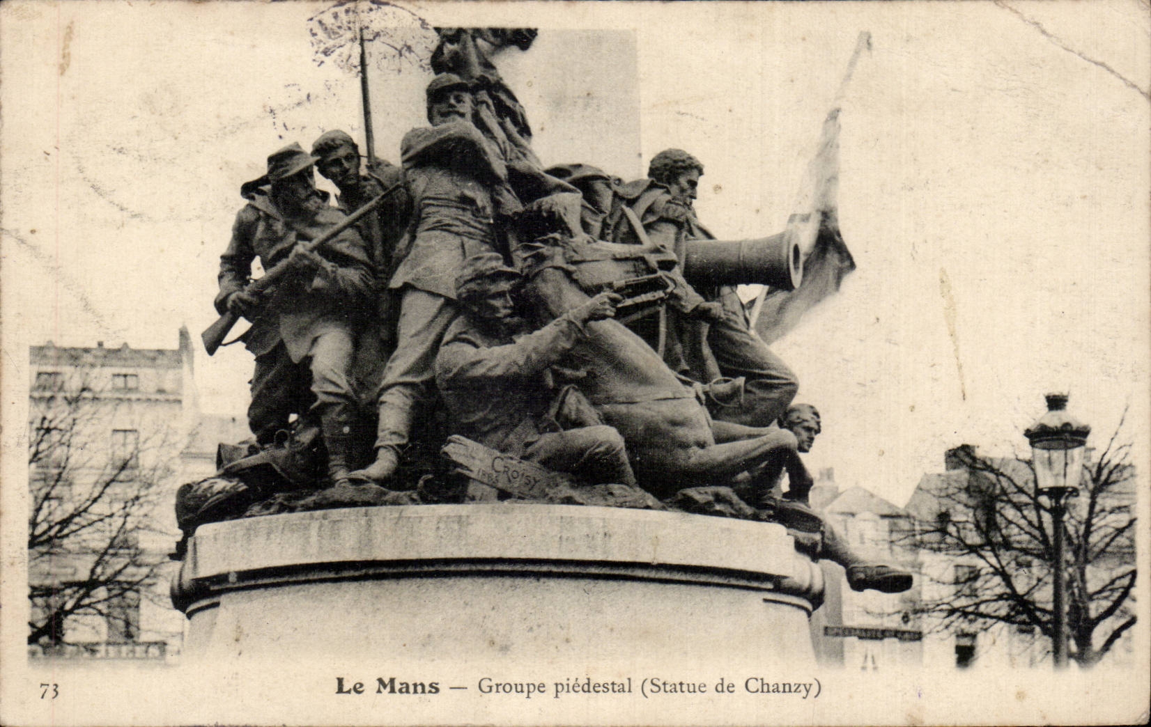 CPA Mans Groups piedestral (Statue of Chanzy)