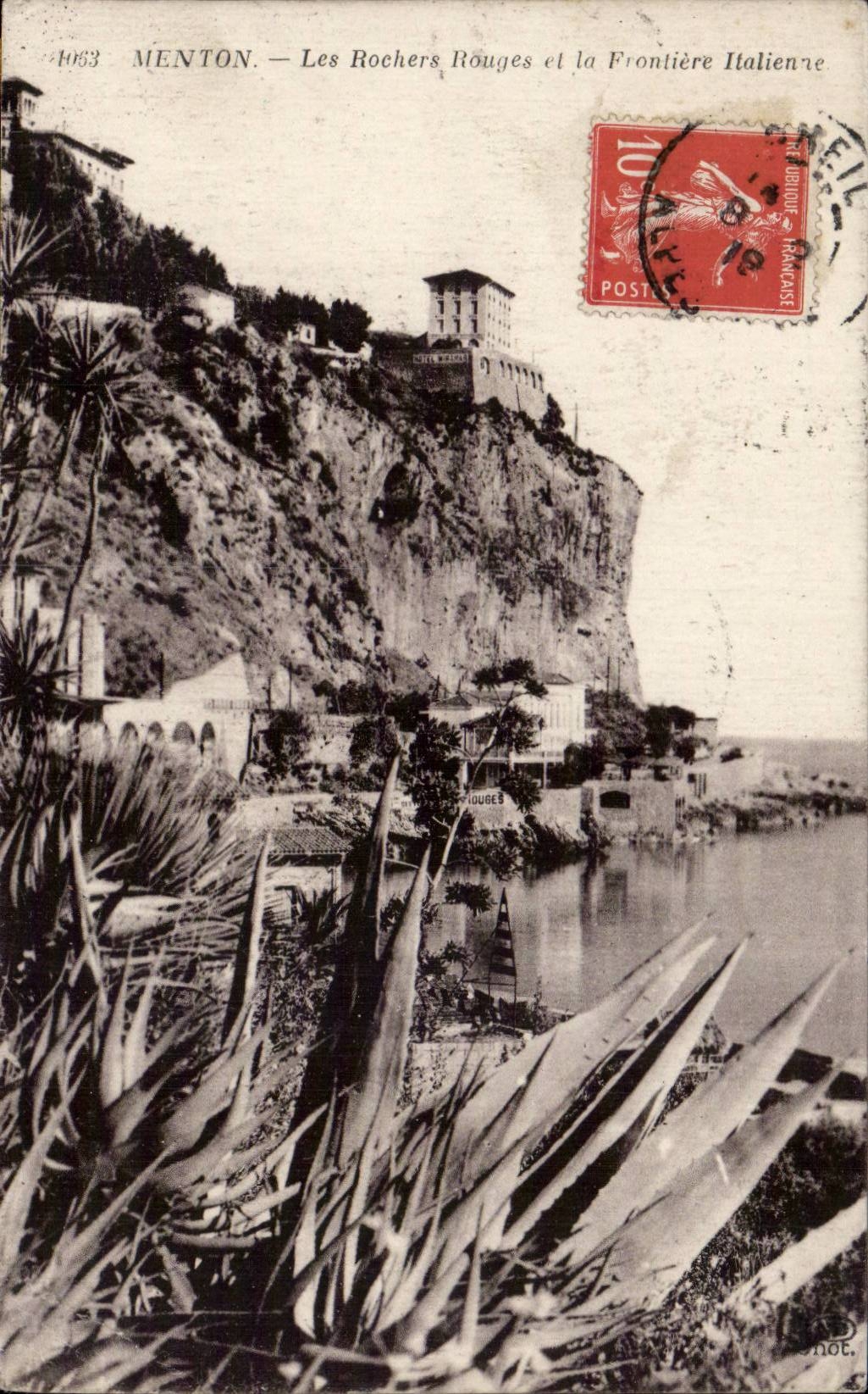 CPA Menton red rocks E the Italian border