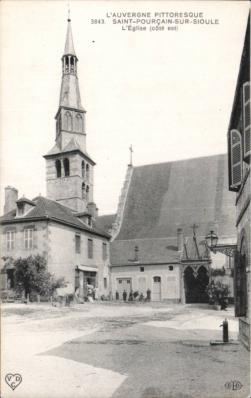 CPA Saint Pourcan on Sioule church